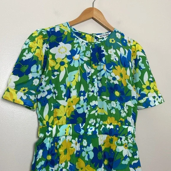 Walter Baker Kasey Dress Floral Mini Ruffle Hem Short Sleeves Size XL - Picture 4 of 16